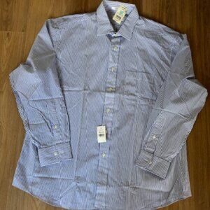 Liberty of London Mens Long Sleeve Blue Stripe Dress Shirt NWT 17 1/2 34-35